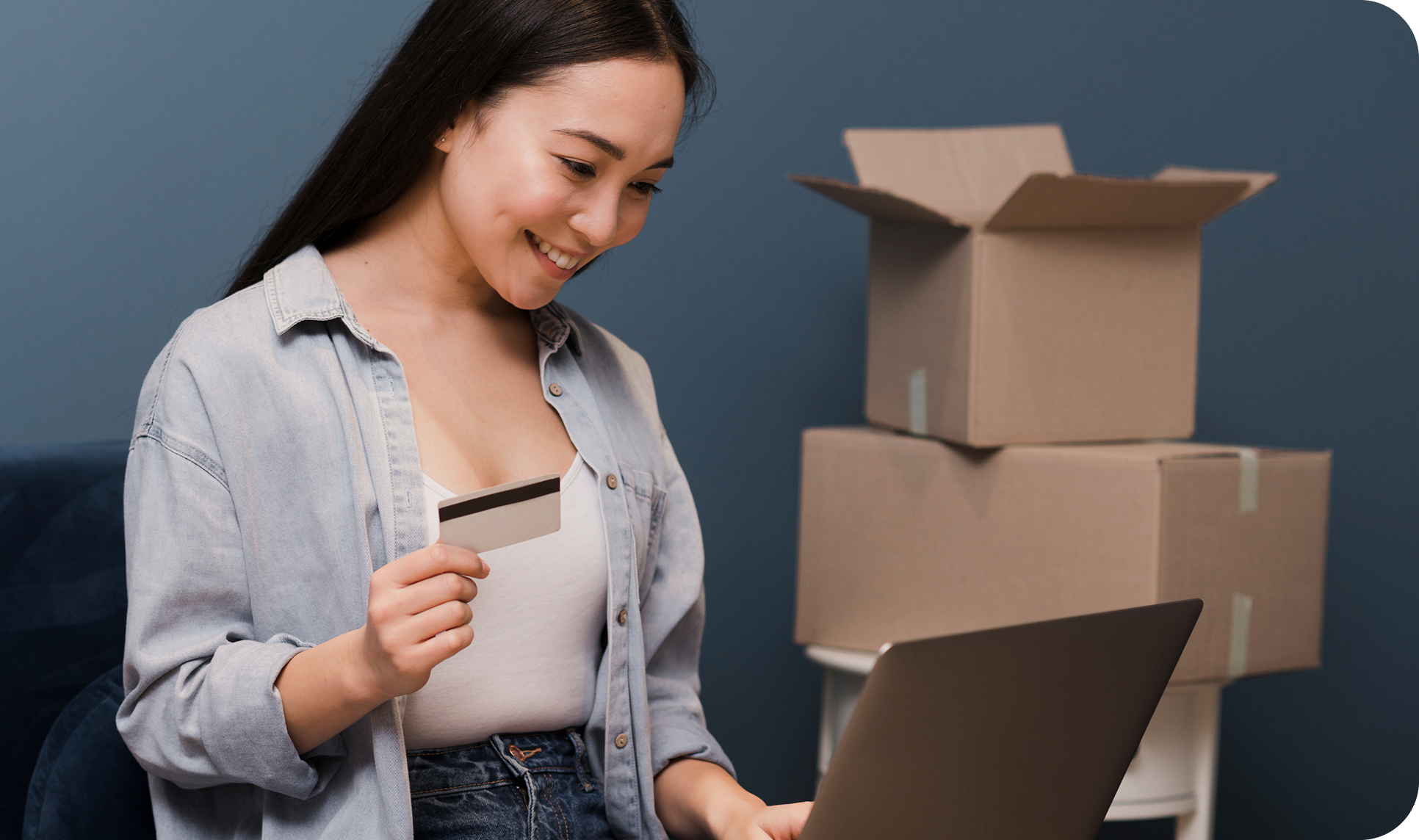 Happy customer shopping online